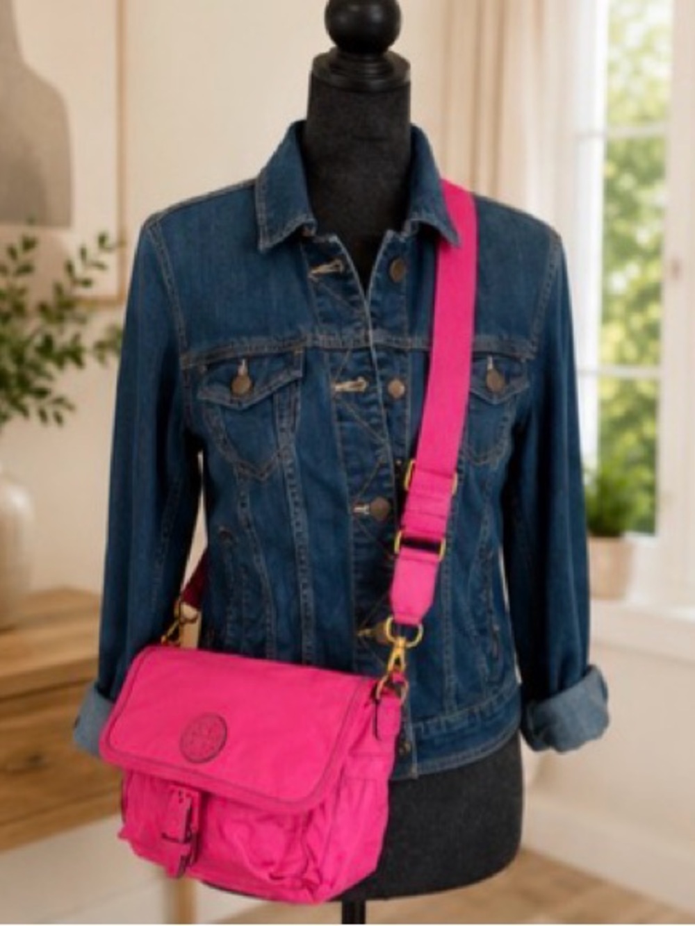 Tory Burch Hot Pink Nylon Crossbody Bag with Adjustable Strap
